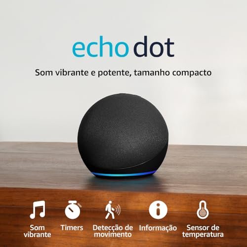 Echo Dot (Geração mais recente) | Smart speaker com Alexa, som vibrante e potente, Wi-Fi e Bluetooth | Cor Preta, com Acesso Antecipado à Alexa+