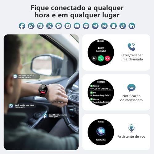 Smartwatch Masculino e Feminino AMOLED 1.43" com Chamadas Bluetooth,100+ Modos Esportivos, IP68, 2 Pulseiras - Imagem 3