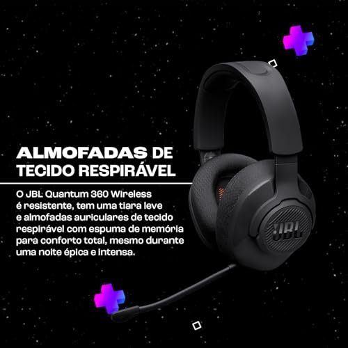 JBL, Fone de Ouvido Com Fio, Quantum 360 Wireless, Headset Gamer, Over Ear, Microfone Removível - Preto - Imagem 5