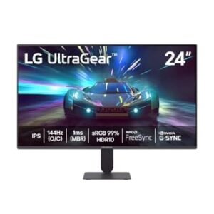 LG UltraGear Monitor Gamer 24" IPS 144Hz (O/C) 1ms (MBR) Full HD (1920x1080) HDR10 NVIDIA G-SYNC AMD FreeSync, Preto - 24G411A