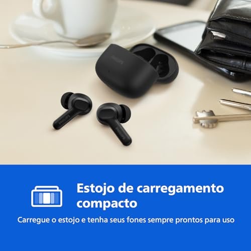 PHILIPS, Fone de Ouvido Sem Fio TWS, TAT1109BK/00, Bluetooth, Com Microfone, Até 24 horas de bateria, Preto - Imagem 3