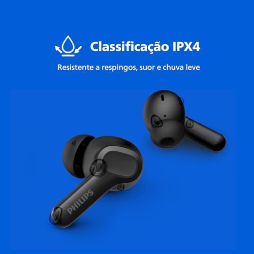 PHILIPS, Fone de Ouvido Sem Fio TWS, TAT1109BK/00, Bluetooth, Com Microfone, Até 24 horas de bateria, Preto - Imagem 4