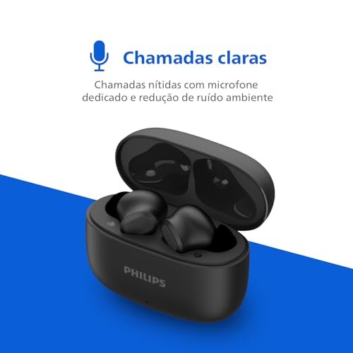 PHILIPS, Fone de Ouvido Sem Fio TWS, TAT1109BK/00, Bluetooth, Com Microfone, Até 24 horas de bateria, Preto - Imagem 5